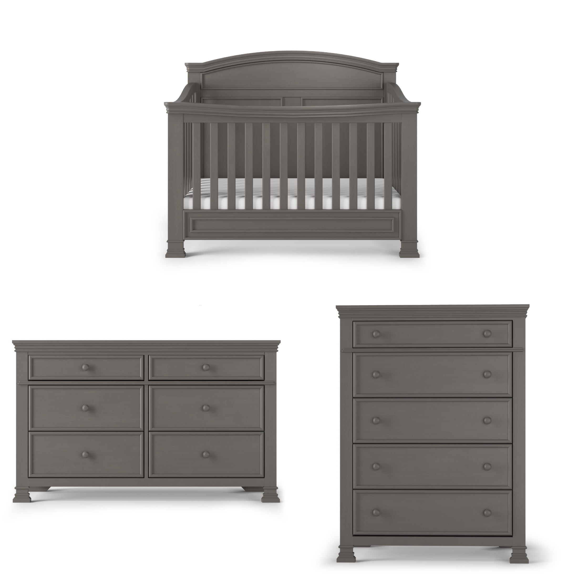 Child Craft Westgate Crib, Dresser & Chest Nursery Set, 4-in-1 Convertible, Chelsea Gray, 3-Piece