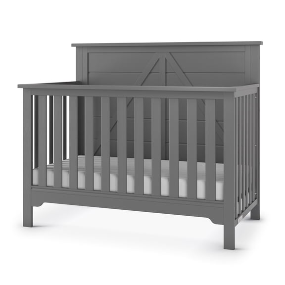 Child Craft Woodland 4-in-1 Convertible Crib, Baby Crib Converts to Day Bed, Toddler Bed and Full Size Bed, 3 Adjustable Mattress Positions, Non-Toxic, Baby Safe Finish (Brushed Pebble)
