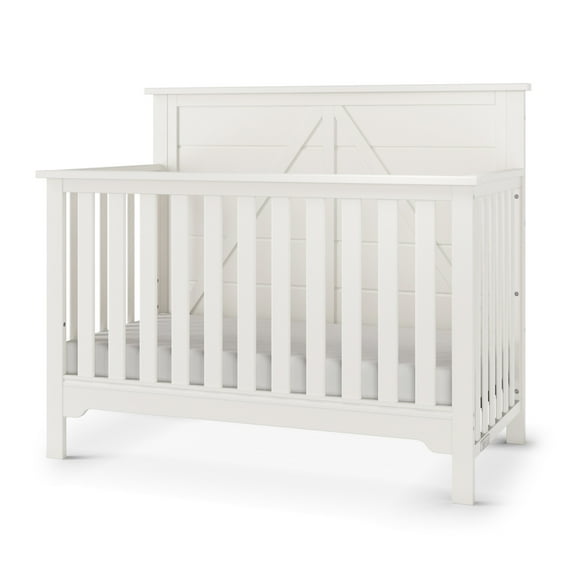 Child Craft Woodland 4-in-1 Convertible Crib, Shiplap Panel Design, 3 Mattress Heights, Brushed Cotton
