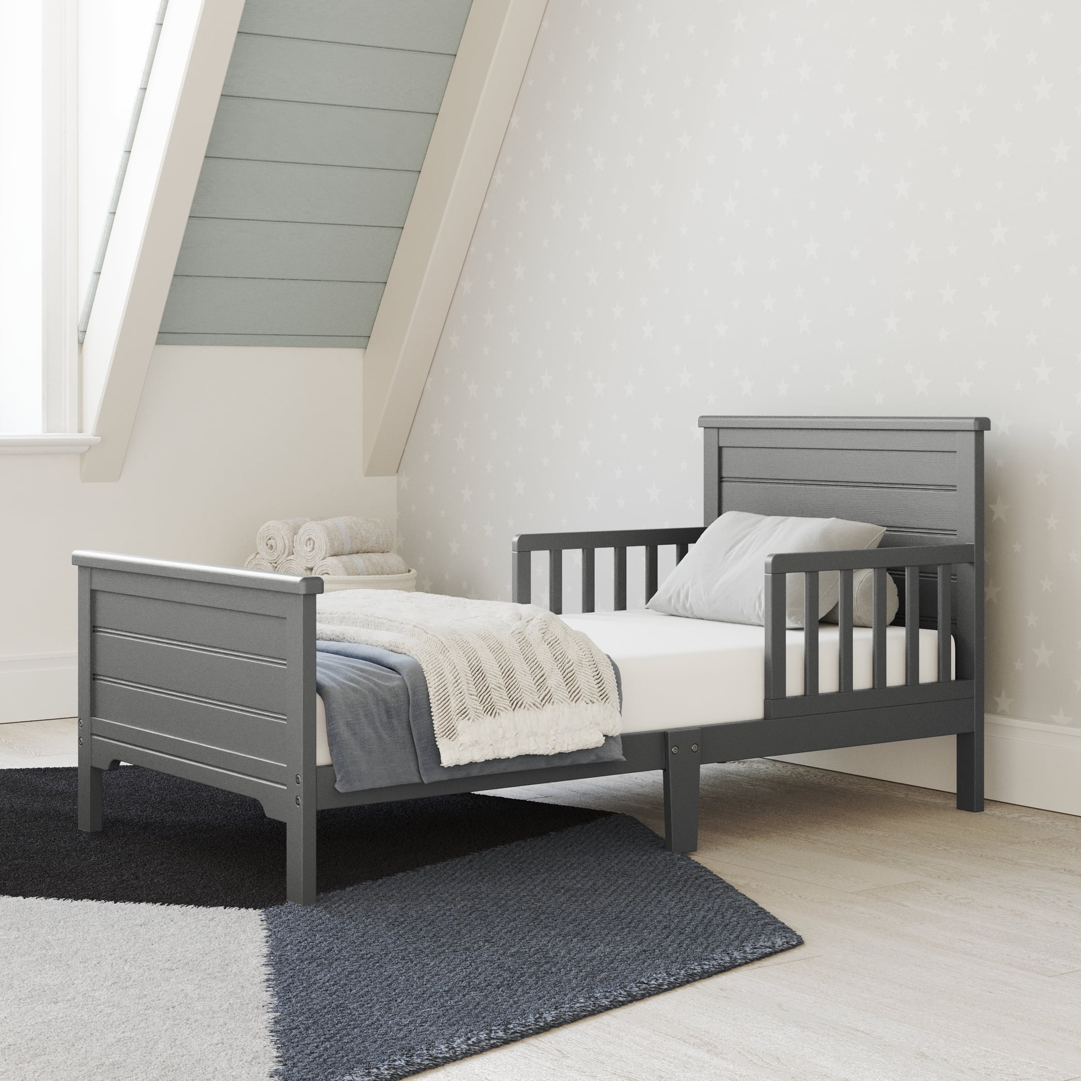 Child Craft Forever Eclectic Woodland Toddler Bed with Rails, Brushed Pebble
