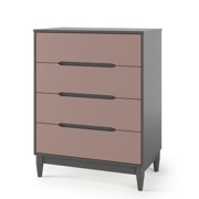Child Craft Wynwood 32" 4-Drawer Chest for Nursery or Bedroom, Anti-Tip Kit, Modern Style, Rose Graphite