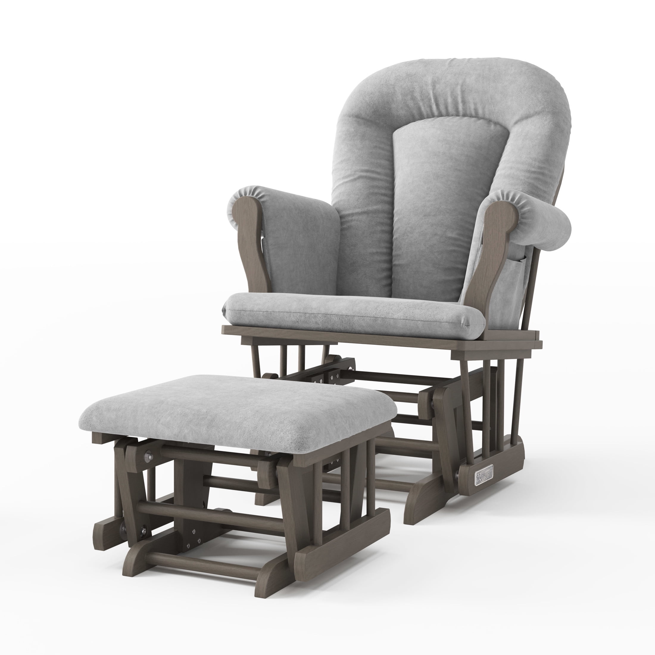 Child Craft Cozy Glider Rocker with Ottoman, Smooth Motion, Dapper Gray Frame, Light Gray Cushion