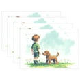 thumbnail image 1 of Child Dog Grassland 12×18 inch Placemats Heat Resistant Washable Foldable Rectangular Placemats Set Decoration Indoor Outdoor for Kitchen Dining Table 4PCs, 1 of 8
