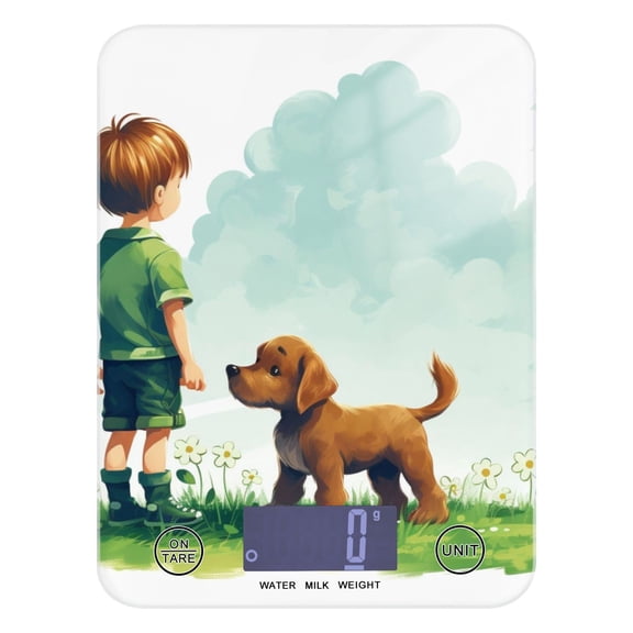 Child Dog Grassland Food Scale Digital Kitchen Scale Waterproof Tempered Glass Tare Function 11 lb for Baking Cooking Meal Prep