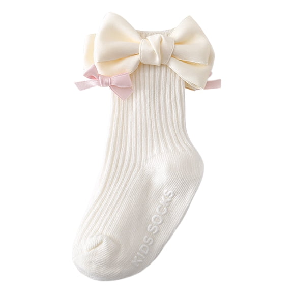 Child Dress Socks for Autumn Spring Stretchy Ribbon Bows KneeHigh Socks NonSlip Stretchy Socks for Girl