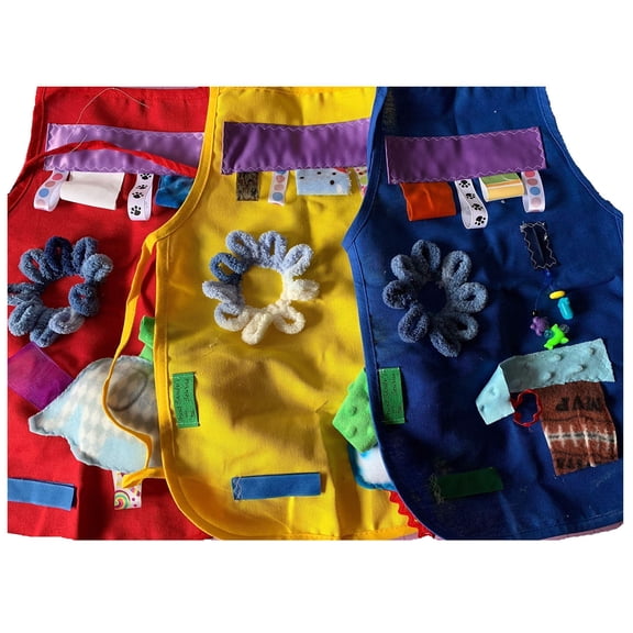 Child Fidget Apron for sensory fun, stimulation apron, tactile, washable