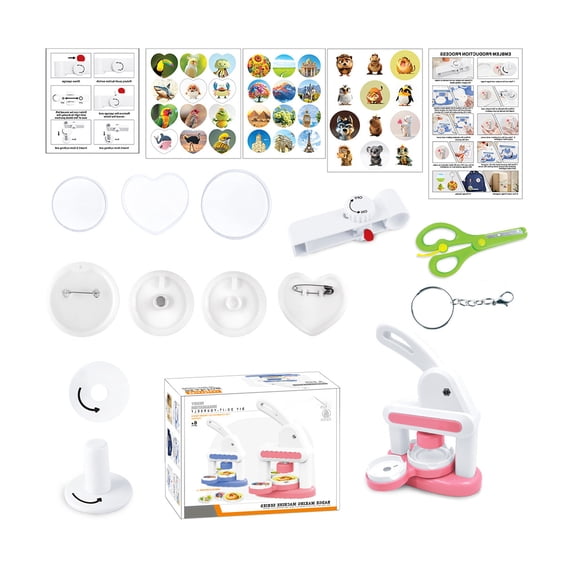 Child Friendly Brooch Pin Maker Craft Kits 3in1 Manual Press Creative Crafts Badges Maker Activity Toy For Party Project