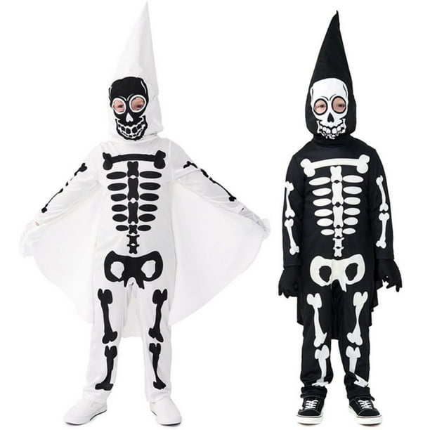 Child Funny Wacky Skeleton Jumpsuit Cape, Halloween Costume with