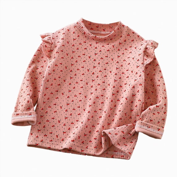 Child Girl Long Sleeve Shirts 12 18 24 Months 1T 2T 3T 4T 5T 6T 7T 8T 9T 10T 11T 12T Kids Ruffle Shirts Tee Crewneck Graphic Tops Girls Fall Clothes