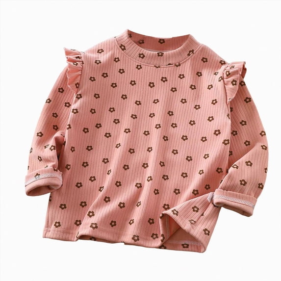 Child Girl Long Sleeve Shirts 12 18 24 Months 1T 2T 3T 4T 5T 6T 7T 8T 9T 10T 11T 12T Kids Ruffle Shirts Tee Crewneck Graphic Tops Girls Fall Clothes