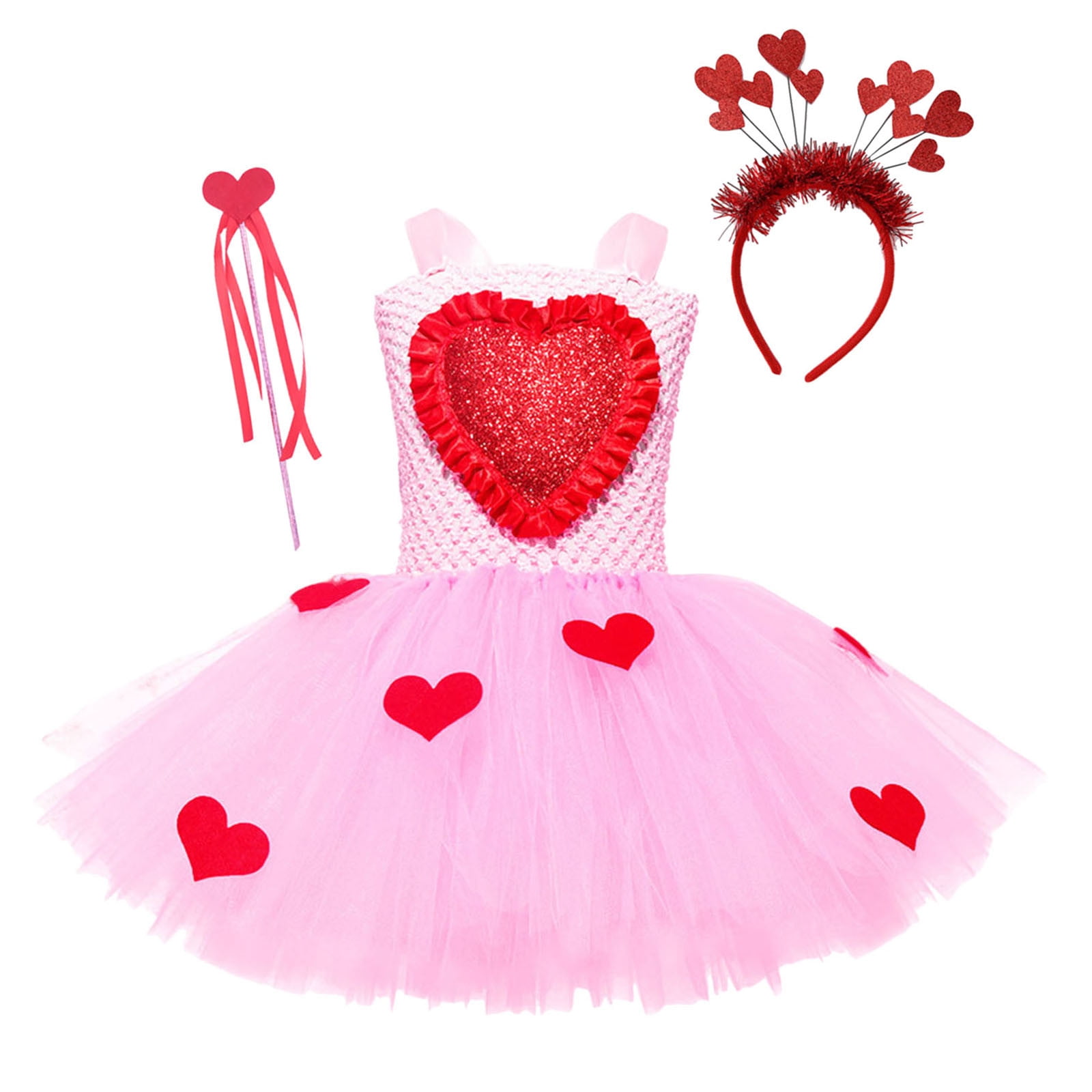 Child Girls Birthday Party Tulle Pageant Dress Valentine's Day Party  Festival Gown Dresses Pink S(2 Years-3 Years) - Walmart.com