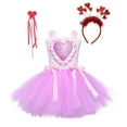 thumbnail image 1 of Child Girls Birthday Party Tulle Pageant Dress Valentine's Day Party Festival Gown Dresses White L(6 Years-7 Years), 1 of 7