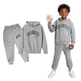 thumbnail image 1 of Child Girls Boys Sweatsuit Set 2 Piece Long Sleeve Grey Tracksuit Hoodie and Jogger Sweatpants Warm Fall Winter Clothes Boys Girls Jogger Set, 1 of 5