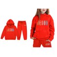 thumbnail image 1 of Child Girls Christian Sweatshirts Long Sleeve Cute Graphic Hoodies Loose Pullover Jogging Pants 2 Piece Fall Clothes Kids New Year Sweatshirts 5-6 Years, 1 of 5