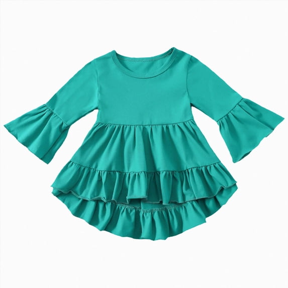 Child Girls Long Sleeve Ruffle Tiered Tunic Top for Girls 12 24 Months 2T 3T 4T 5T 6T Crewneck Flared Hem Shirts Girls Tops