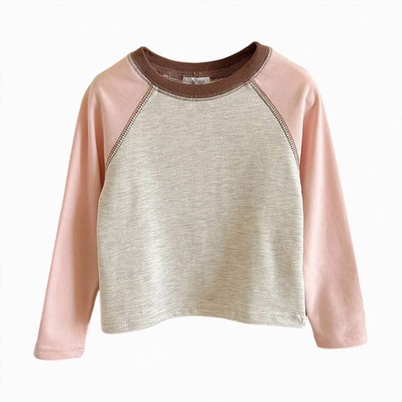 Child Girls Long Sleeve Shirts Soft & Cozy Pullover Tee Color Block Shirts for Girls Daily School Cute Tops Girls Shirts Size 3-4T