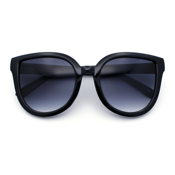 Child Girls Size Horn Rim Round Cat Eye Plastic Retro Fashion Sunglasses Black - Smoke