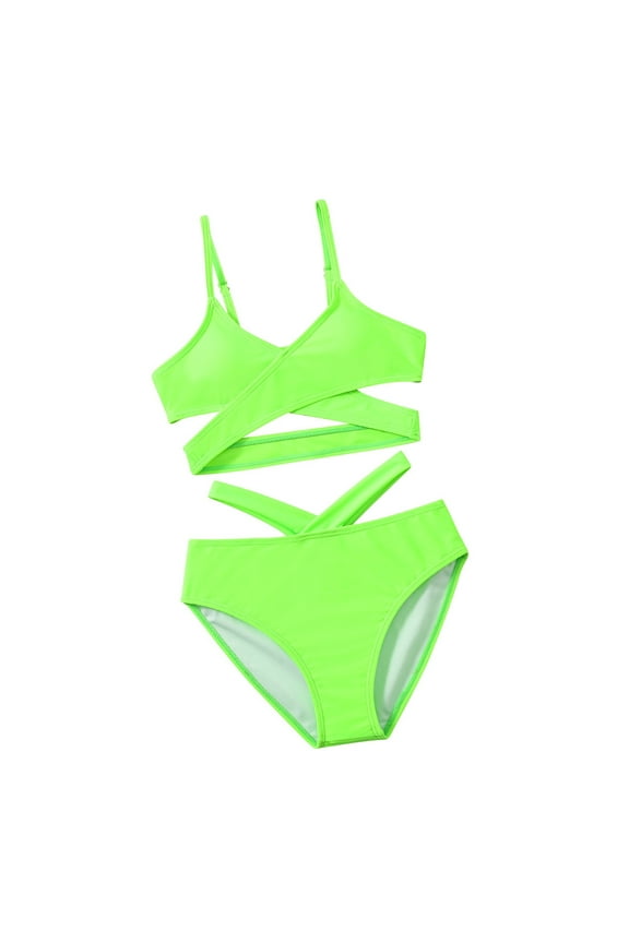 Child Girl Swimsuit 2 Piece Summer Tankini Swimwear Flower Graphic Printed Girls Bathing Suit Little Girls