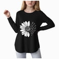 thumbnail image 1 of Child Girls T Shirts long Sleeve Curve Hem Tee Floral Cute Shirts Tops for Girls Fall Winter Clotehs Tops for 5T 6T 7T 8T 10T 11T 12T 13T 14T Kids Girls Tops, 1 of 4