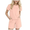 thumbnail image 1 of Child Girls' Tracksuit Sets Solid Ruffle Sleeve Round Neck Long Sleeve Top Pants Two-Piece Sports Outfit Summer Outfits For Girls Fashion, 1 of 9