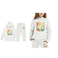 thumbnail image 1 of Child Girls Jesus Loves You Print Hooded Sweatshirts Long Sleeve Fashion Graphic Hoodies Girls Oversize Pullover Jogging Pants 2 Pcs Fall Winter Clothes Teen Girls Trendy Clothes 6-7 Years, 1 of 5
