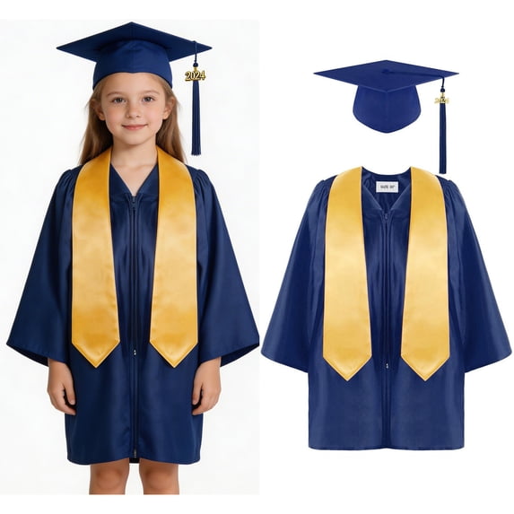 Child Grad Gowns Middle School Graduation Cap and Gown for Tween Navy Graduation Cap and Gown for Tween Grad Party 10-12 Years