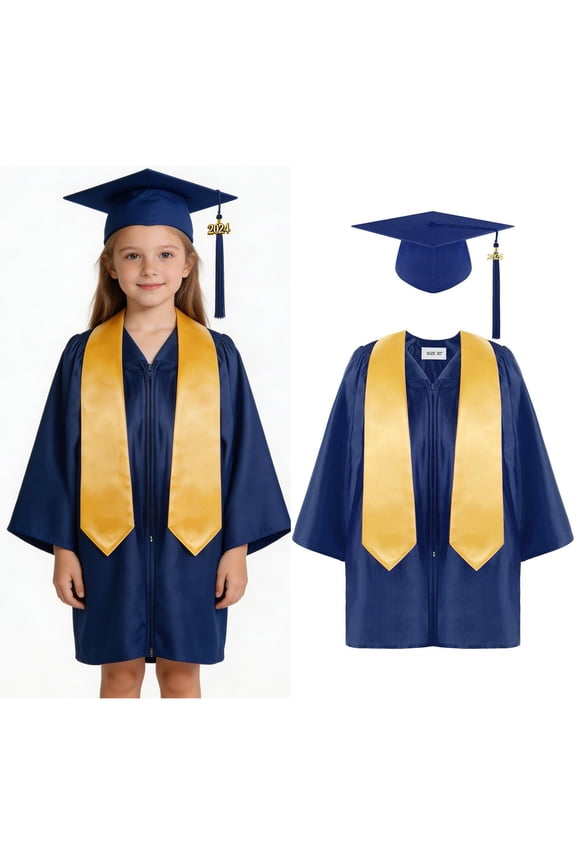 Child Grad Gowns Middle School Graduation Cap and Gown for Tween Navy Graduation Cap and Gown for Tween Grad Party 10-12 Years