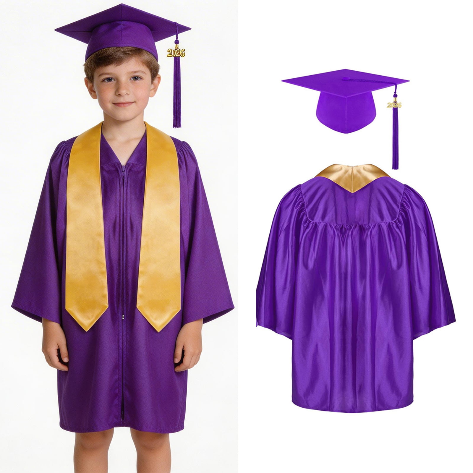 Child Grad Gowns Middle School Graduation Cap and Gown with 2026 Tassel ...