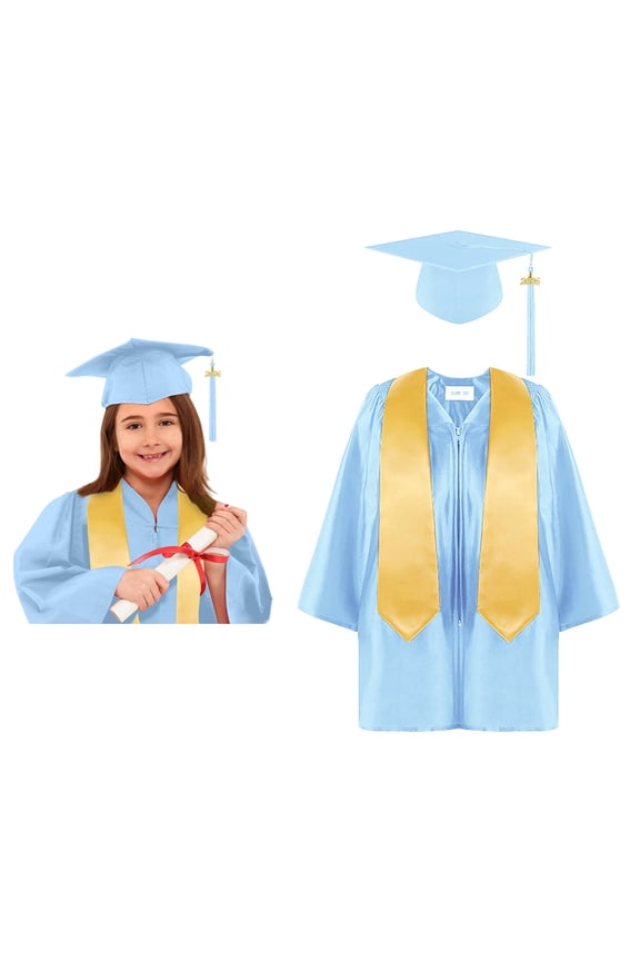 Child Grad Gowns Preschool Graduation Cap and Gown for Toddler Blue Cap and Gown Kindergarten Graduation Gifts for Boys 2-3 Years