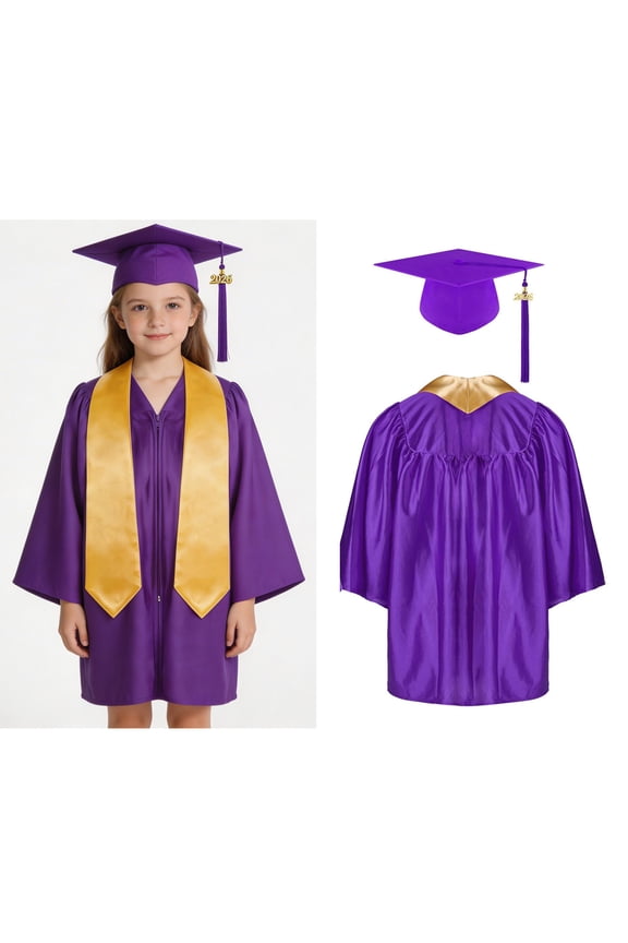 Child Graduation Gown Kindergarten Graduation Cap and Gown Preschool Purple Graduation Cap and Gown for Kids Grad Party 4-5 Years