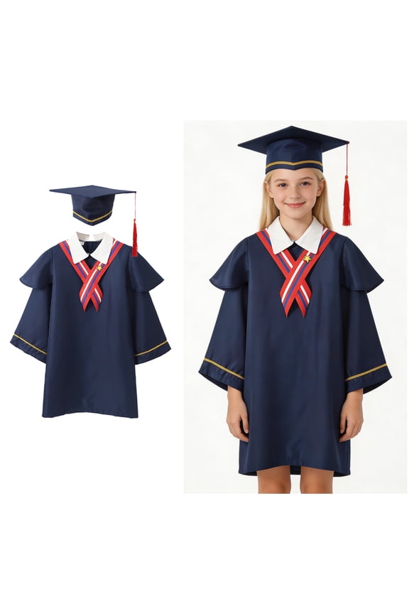 Child Graduation Gown Kindergarten Graduation Cap and Gown with 2026 Tassel Blue Cap and Gown Graduation Celebration Dress Outfit 4-5 Years