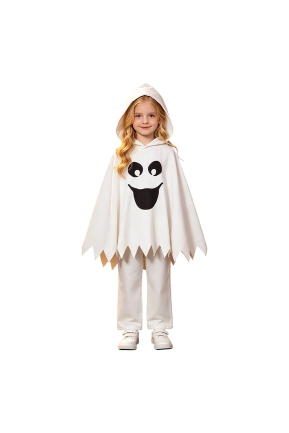 Child Halloween Set,Girl Boy Autumn Winter Halloween Printed Hooded Cape Solid Color Pants 2-Piece Set