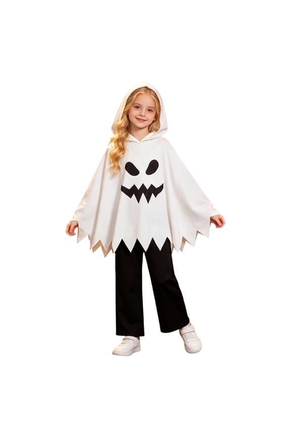 Child Halloween Set,Girl Boy Autumn Winter Halloween Printed Hooded Cape Solid Color Pants 2-Piece Set