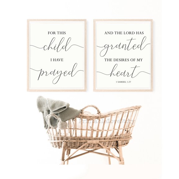 For This Child I Have Prayed Printable, Wall Art, Nursery Printable Decor, Christian Nursery, 1 Samuel 1, 27, Scripture Decor, Kids Quotes Poster Printed Poster, Poster Only