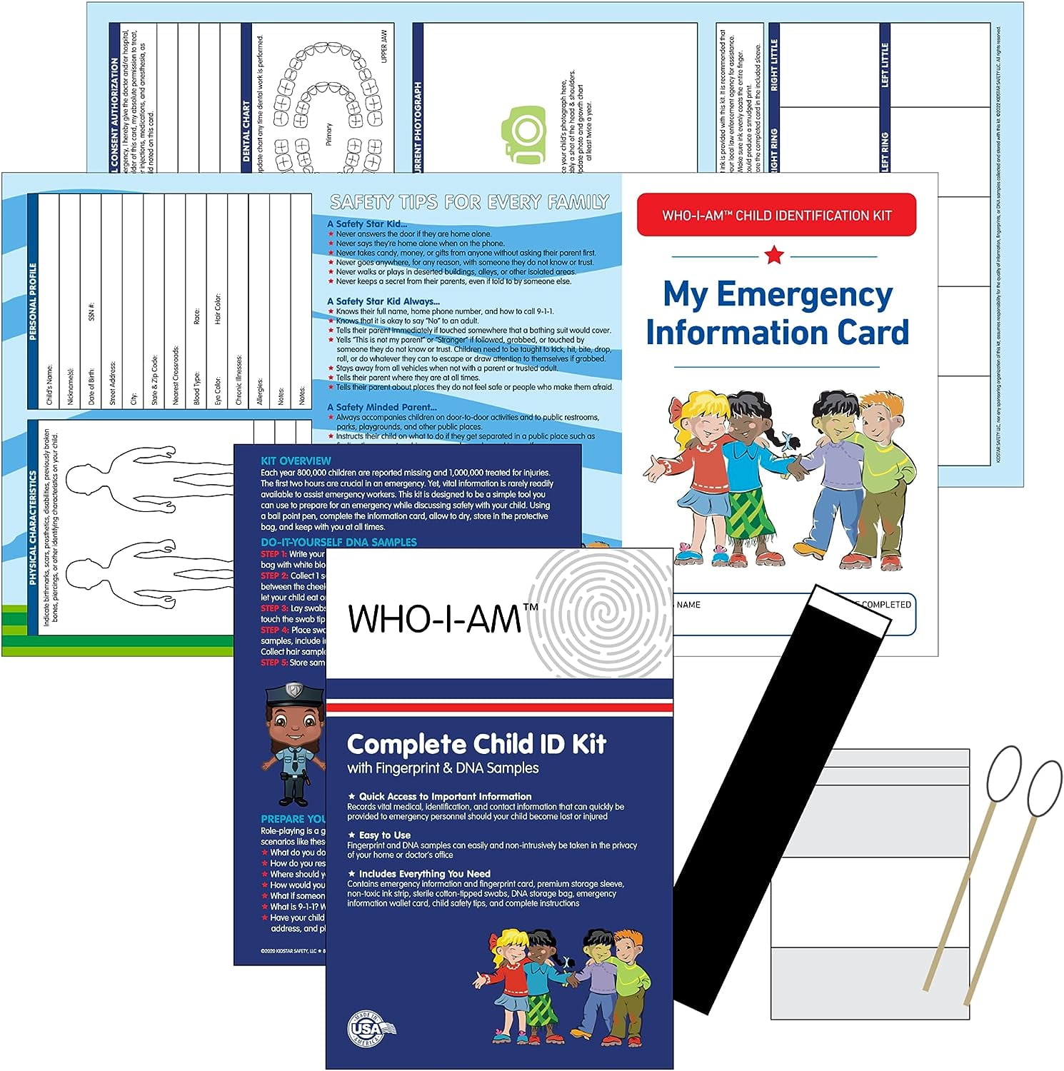 Child ID Kits with Fingerprint & DNA Samples (100 Pack) F