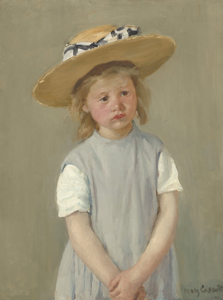 Child In A Straw Hat Canvas Art - (24 x 36)
