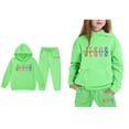thumbnail image 1 of Child Jesus Loves You Hoodies Long Sleeve Comfy Graphic Hoodies Loose Pullover Sweatpants 2 Piece Fall Clothes Tween Clothes 4T, 1 of 5