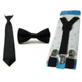thumbnail image 1 of Child Kid School Boy Solid Tie Necktie Bowtie Elastic Y-Back Suspender Brace Set, 1 of 1