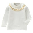 thumbnail image 1 of Child Kids Girls Long Sleeve Solid T-Shirt Soft Casual Ruffle Neck Tops Clothes, 1 of 6