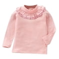 thumbnail image 1 of Child Kids Girls Long Sleeve Solid T-Shirt Soft Casual Ruffle Neck Tops Clothes, 1 of 6