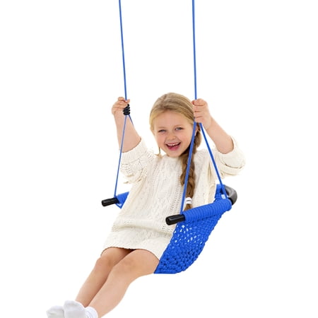 Child Kids Indoor Outdoor Adjustable Rope Playground Tree Blue Swing Seat, Blue