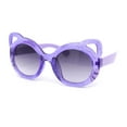 thumbnail image 1 of Child Kids Size Girls Kitty Cat Ear Round Plastic Sunglasses Purple - Smoke, 1 of 4