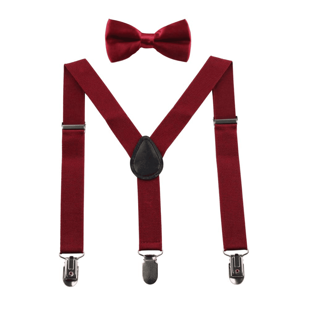 Child Kids Suspenders Bow Tie Set for Boys and Girls Adjustable Elastic
