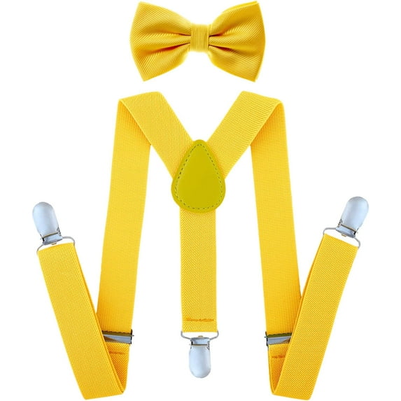 Child Kids Suspenders Bowtie Set - Adjustable Suspender Bowtie Set for Boys and Girls - fit 6 Years to 5 Feet Tall