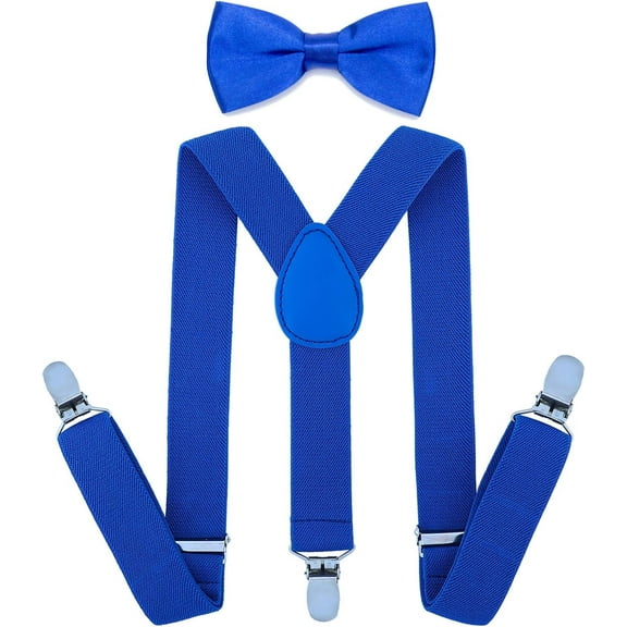 Child Kids Suspenders Bowtie Set - Adjustable Suspender Bowtie Set for Boys and Girls - fit 6 Years to 5 Feet Tall