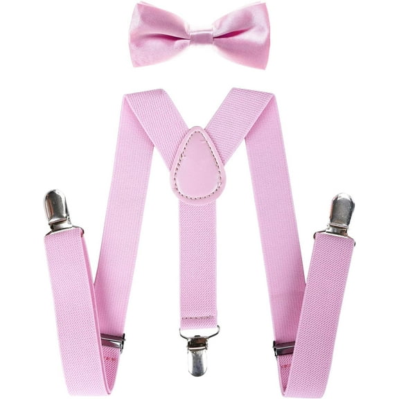 Child Kids Suspenders Bowtie Set - Adjustable Suspender Bowtie Set for Boys and Girls - fit 6 Years to 5 Feet Tall