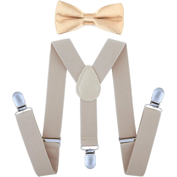 Child Kids Suspenders Bowtie Set - Adjustable Suspender Bowtie Set for Boys and Girls - fit 6 Years to 5 Feet Tall