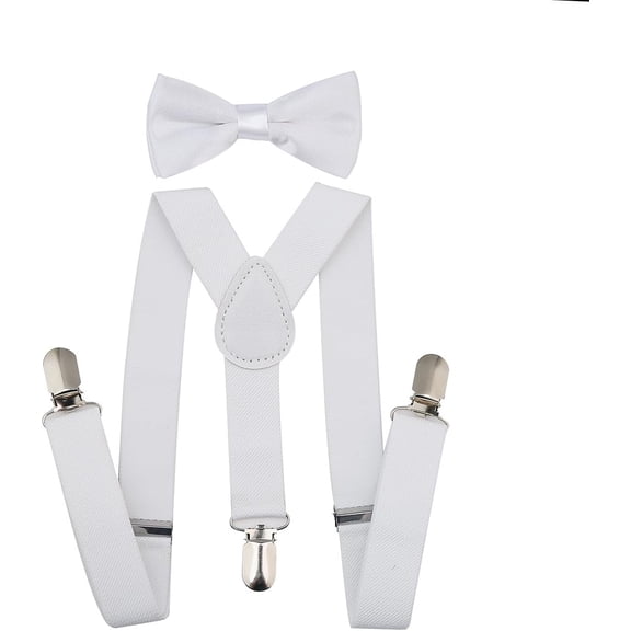 Child Kids Suspenders Bowtie Set - Adjustable Suspender Bowtie Set for Boys and Girls - fit 6 Years to 5 Feet Tall