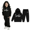 thumbnail image 1 of Child Kids Sweatsuit Set for Girls 2PC Long Sleeve Black Basic Hoodie Jogging Pants Warm Fall Winter Clothes Kids Clothes Boys Size 6-7 Years, 1 of 5