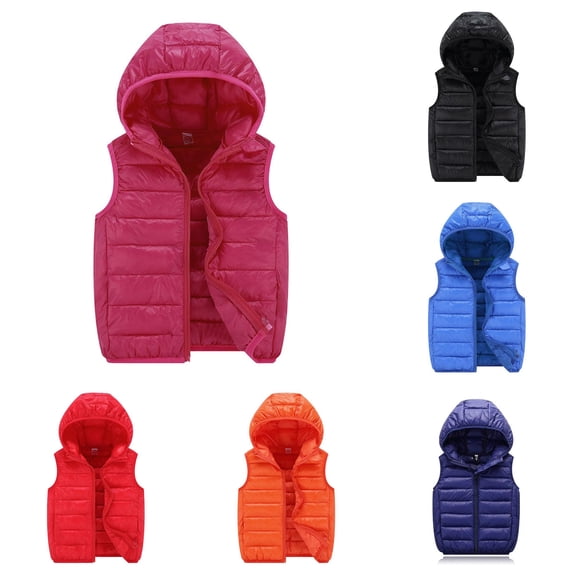 Child Kids Toddler Baby Boys Girls Sleeveless Winter Solid Coats Hooded Jacket Vest Outer Outwear Outfits Clothes